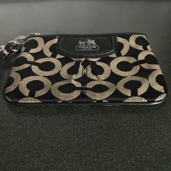 Coach Black Canvas Leather Wristlet - Picture 16 of 16